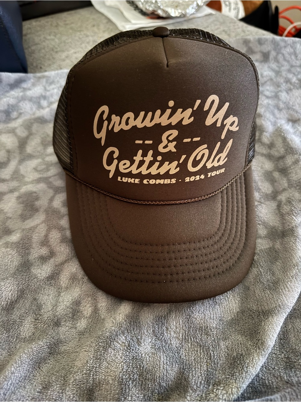 Brown 'Growin' Up & Gettin' Old' Trucker Cap
